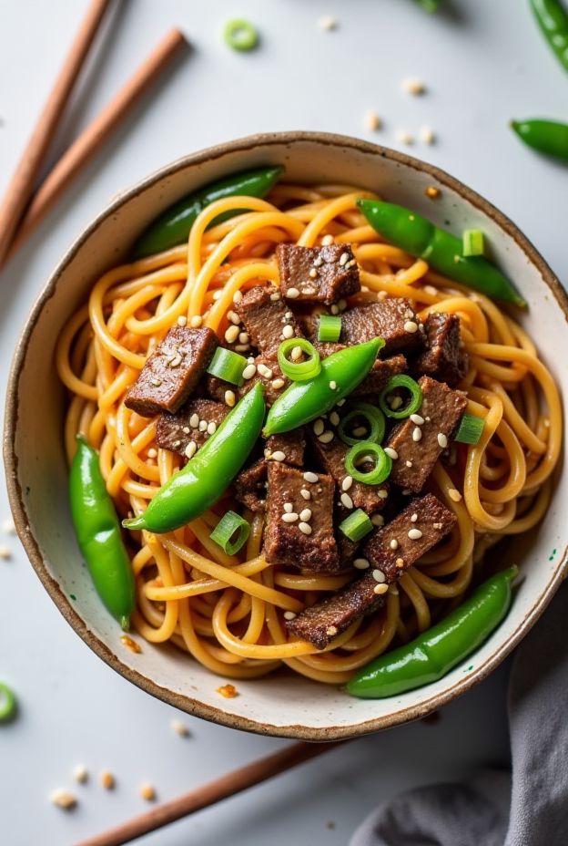 Ginger scallion beef lo mein bowl