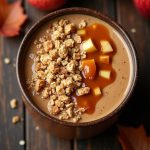 Caramel Apple Crumble Bowl with smooth apple base, granola topping, diced apples, and caramel drizzle.