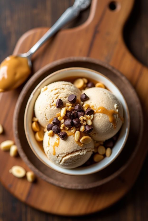 Peanut Butter Cup Nice Cream Bowl with bananas, peanut butter, chocolate chips, and crushed peanuts for a deliciously healthy dessert.
